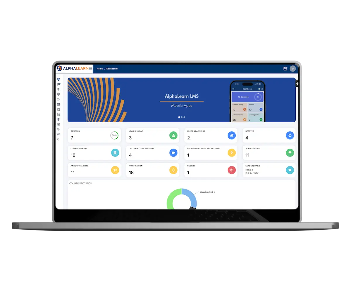 AlphaLearn LMS on tablet